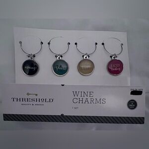 Threshold Wine Charms Set Vacay, Cheers, It’s Always Happy Hour, Enjoy Today NIB